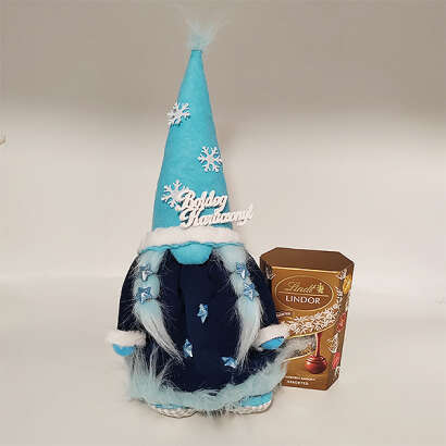 Karácsonyi manólány kék ruhában